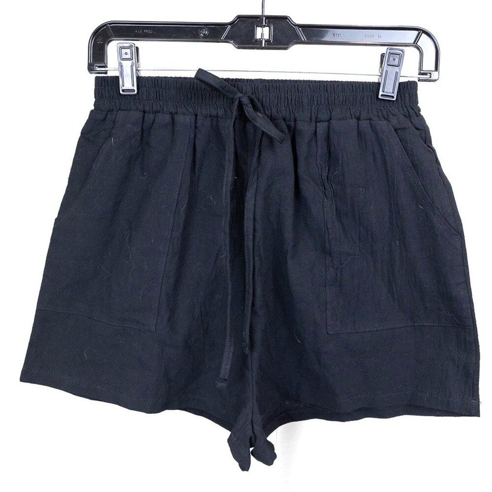 hein Black Woven Drawstring Shorts Women’s Size 4 NWOT